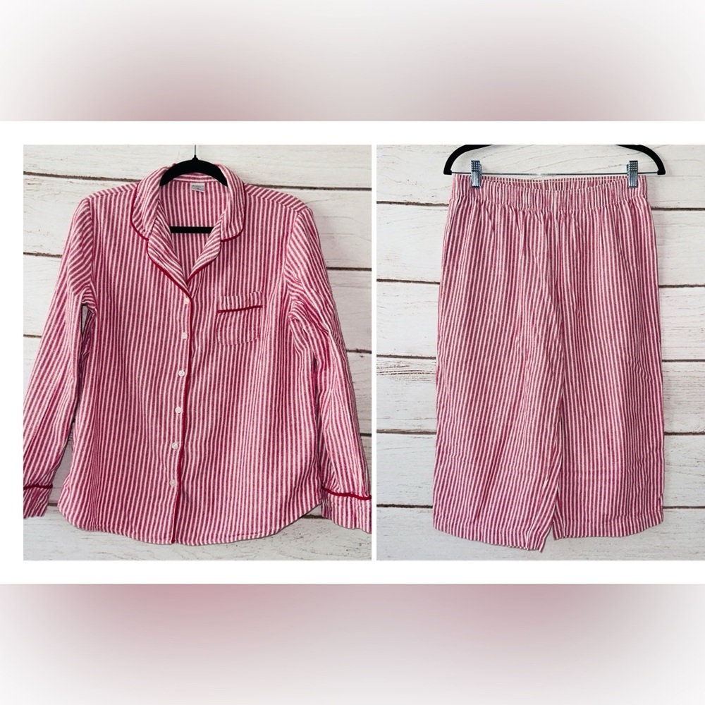 Liz Claiborne Red & White Pinstripe Pajama Set | Size M Classic Cute Comfortable